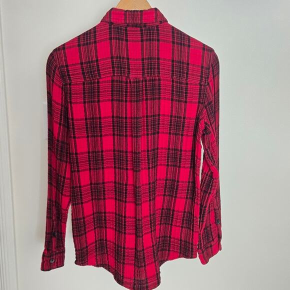 MADEWELL Classi Red & Black Plaid Collared Button Front Longsleeve Shirt Size S - Picture 5 of 8